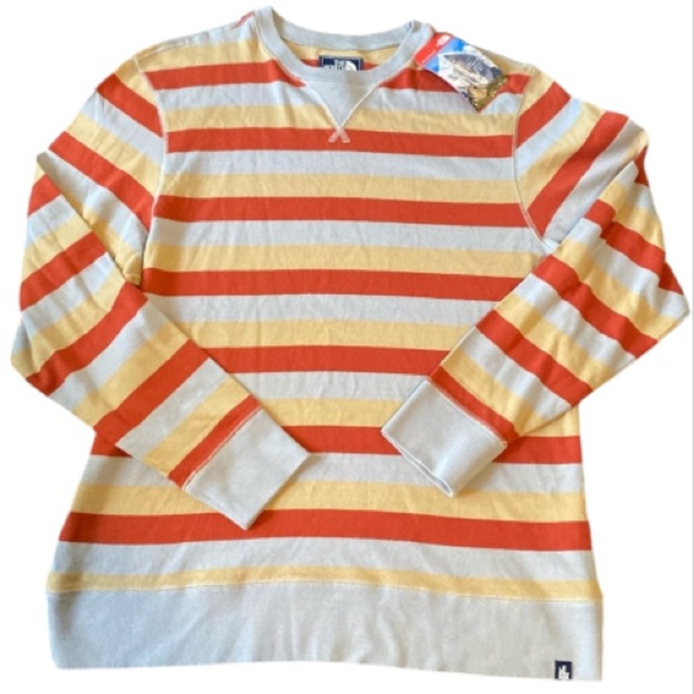 North Face gender neutral striped pullover sweater size large NEW
